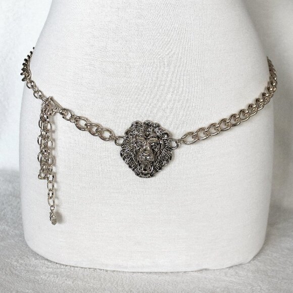 Lion of Judah Chain Link Silver Tone Belt Tribe of Israel Aslan Yeshua Roaring main image 6